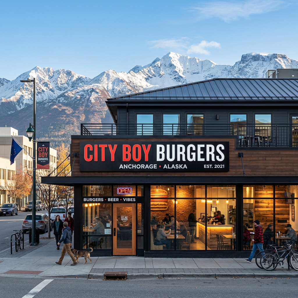 City Boy Burgers storefront in Mountain View Anchorage AK
